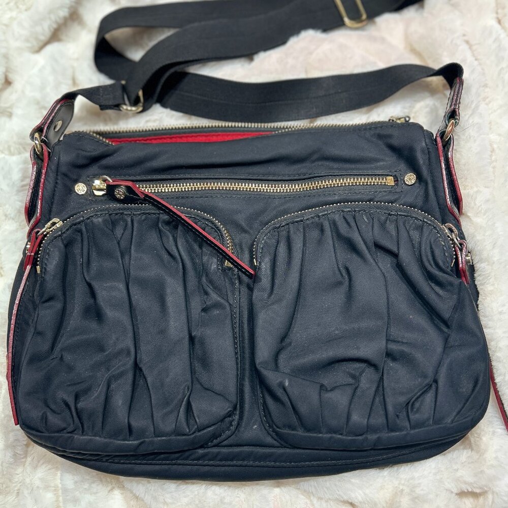 MZ Wallace Black Nylon & Leather Convertible Hobo Crossbody Bag